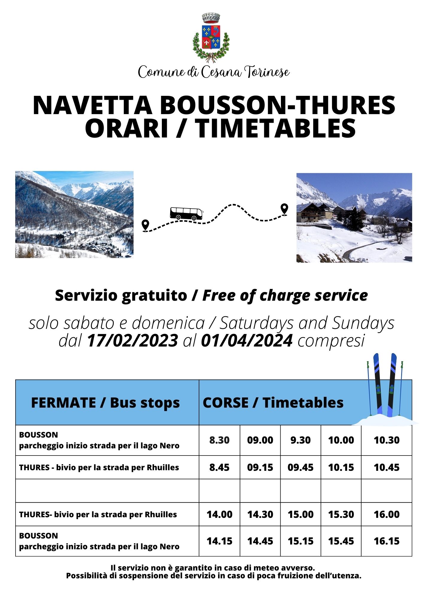 Navetta gratuita Bousson-Thures.
